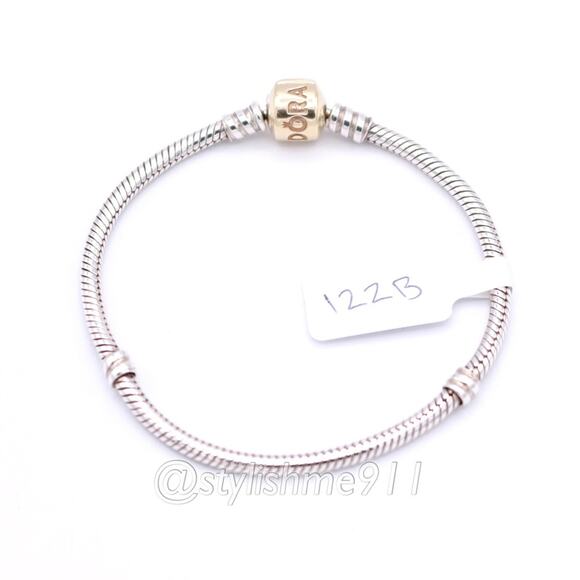 Authentic PANDORA Sterling Bracelet with 14K Gold Clasp - 590702-HG-B - Picture 9 of 11